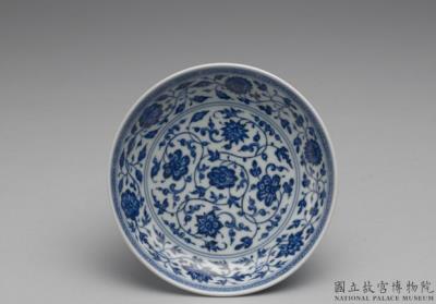 图片[3]-Dish with Indian lotus scrolls in underglaze blue, Qing dynasty, Qianlong reign (1736-1795)-China Archive